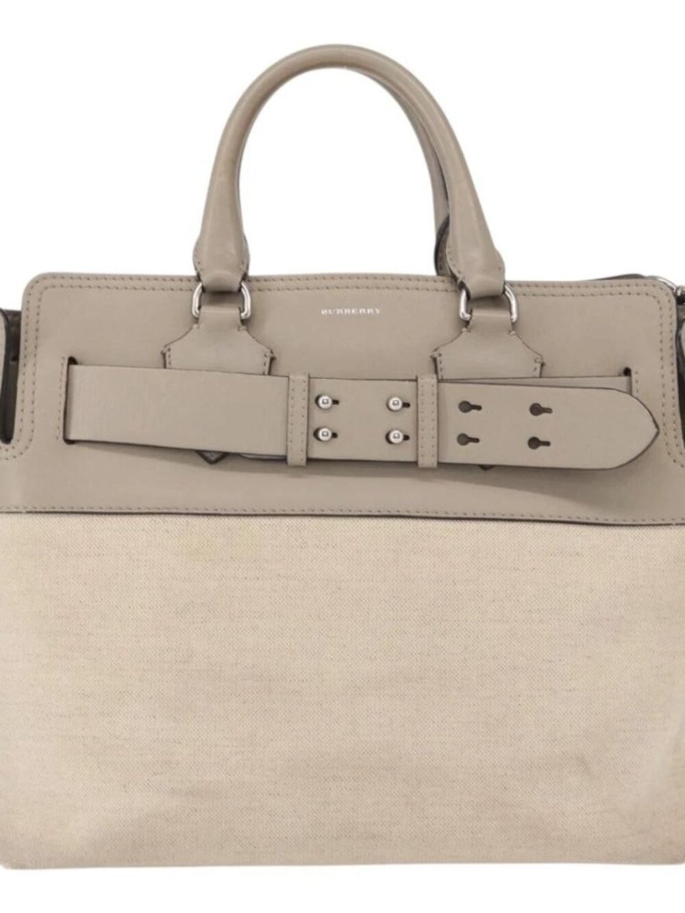 BURBERRY Medium Belt Bag Hand Bag Canvas 2way Beige Silver Auth 149727 - Picture 3 of 16